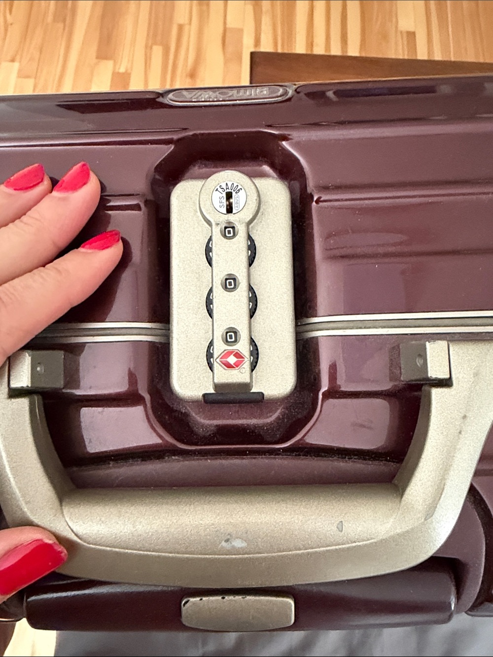 Rimowa Hardside Carry-On Luggage in Deep Burgundy with Gold Accents - Picture 5 of 10
